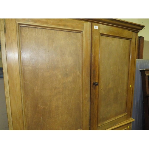 816 - A VINTAGE STRIPPED CONVERTED PRESS CUPBOARD - H 186, W 127 cm