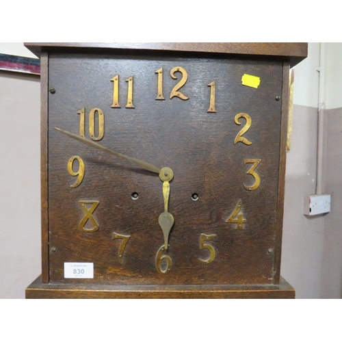 830 - AN UNUSUAL ARTS AND CRAFTS STYLE TALL CLOCK - H 185 cm (PENDULUM)