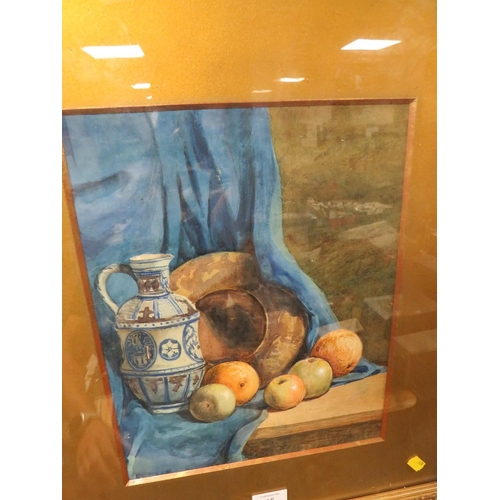 15 - A FRAMED WATER COLOUR DEPICTING STILL LIFE