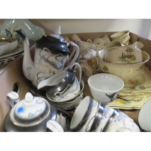 177 - TWO TRAYS OF ASSORTED CERAMICS TO INCLUDED ORIENTAL TEA WARE