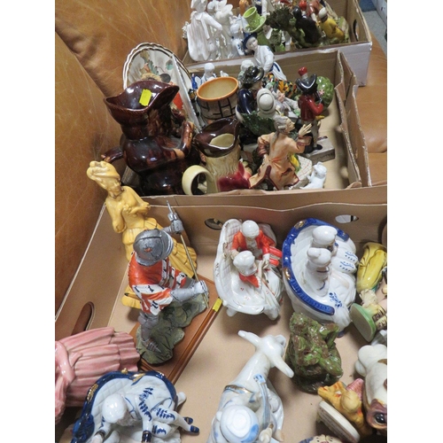 179 - THREE TRAYS OF ASSORTED CERAMICS FIGURINES TO INCLUDE FLATBACK STYLE EXAMPLES