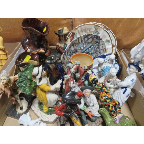 179 - THREE TRAYS OF ASSORTED CERAMICS FIGURINES TO INCLUDE FLATBACK STYLE EXAMPLES