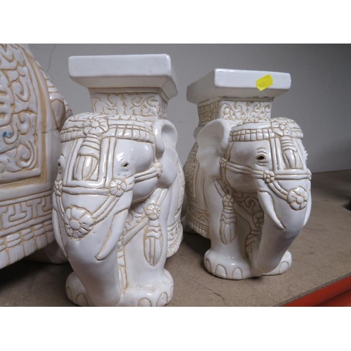 190 - THREE CERAMIC ELEPHANT PLANT STANDS