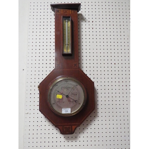 194 - AN INLAID WALL BAROMETER