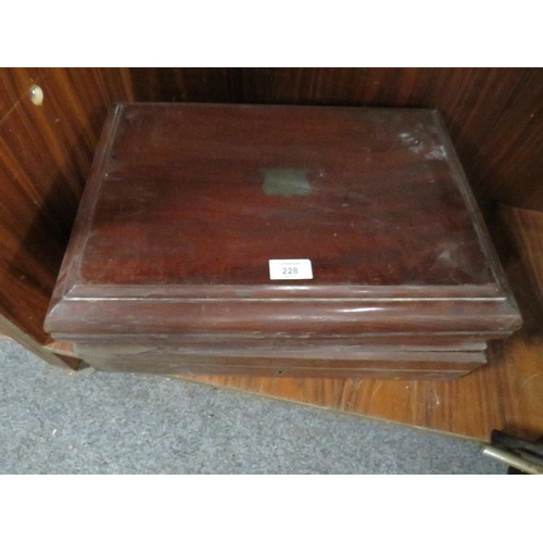 228 - TWO MAHOGANY CUTLERY CANTEEN BOXES A/F