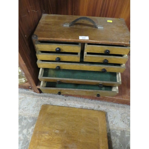 258 - A VINTAGE M & W SAMPLE CHEST OF DRAWERS (MISSING DRAWER )