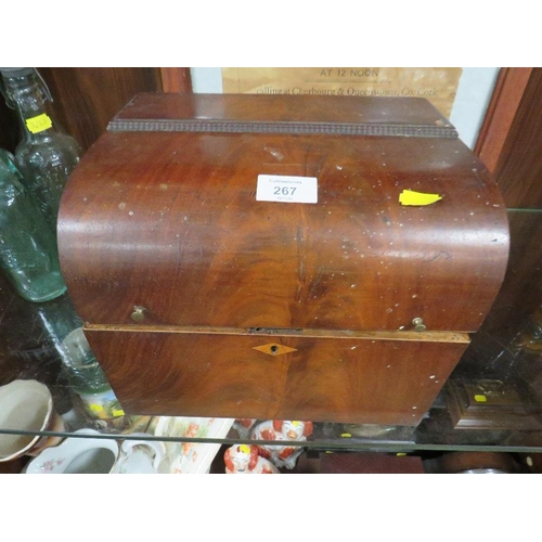 267 - A DOMED SIX BOTTLE TREEN CASKET