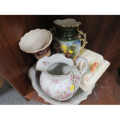 273 - VINTAGE CERAMICS TO INCLUDE A JUG AND BOWL SET