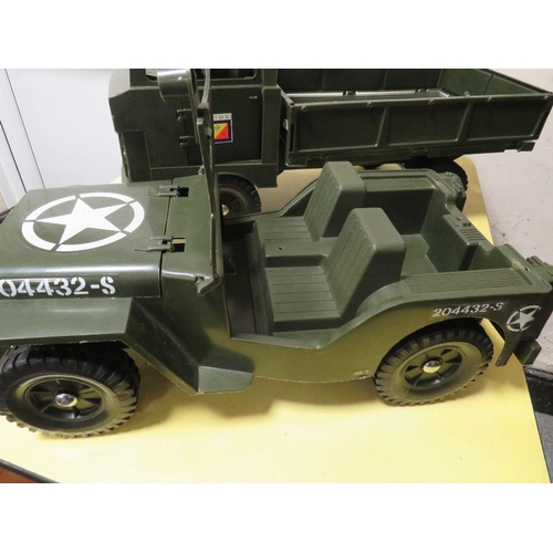 274 - BOXED ACTION MAN JEEP AND TRAILER TOGETHER WITH A BOXED ACTION MAN MILITARY TRUCK