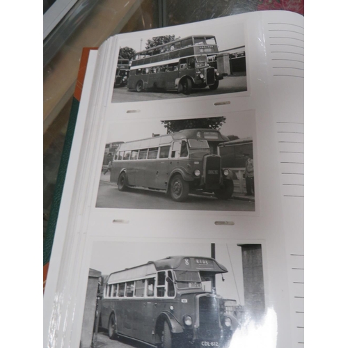 287 - AN ALBUM OF OVER 200 VINTAGE PHOTOGRAPHS OF BUSES, TROLLEY BUSES, STEAM LOCOMOTIVES ETC