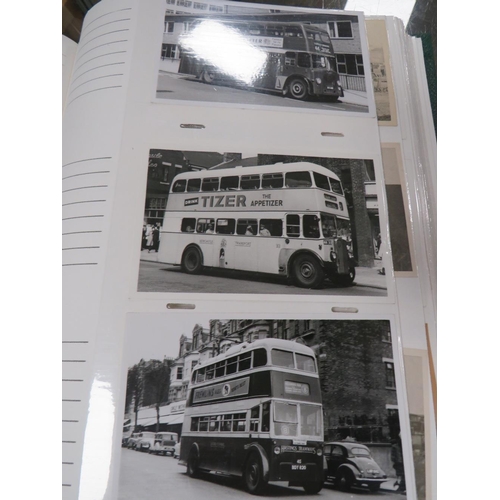 287 - AN ALBUM OF OVER 200 VINTAGE PHOTOGRAPHS OF BUSES, TROLLEY BUSES, STEAM LOCOMOTIVES ETC