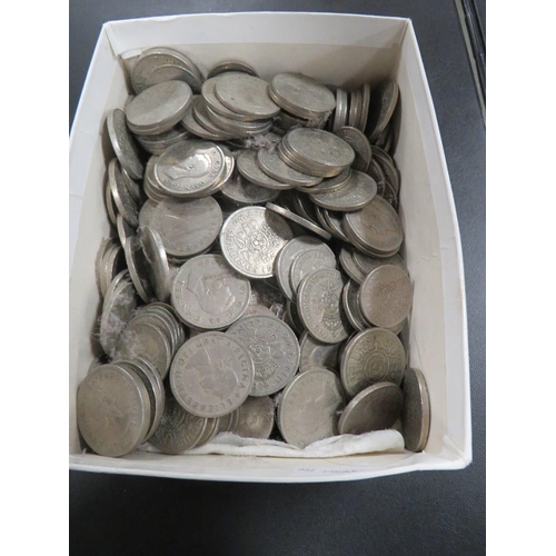 292 - A BOX OF OLD SHILLING AND FLORIN COINS