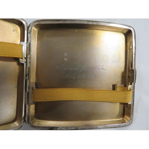 293 - A HALLMARKED SILVER CIGARETTE CASE WITH TWO SMALL PILL BOXES (3)