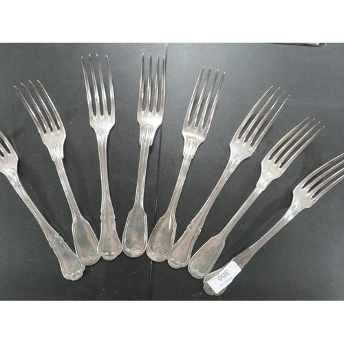 300 - EIGHT RUSSIAN TABLE FORKS STAMPED 84