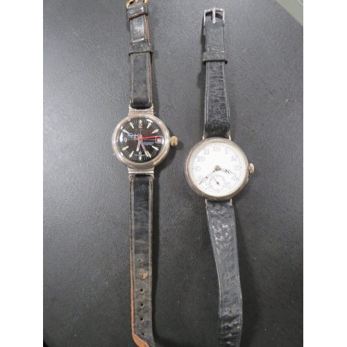 306 - TWO VINTAGE SILVER CASED WRISTWATCHES