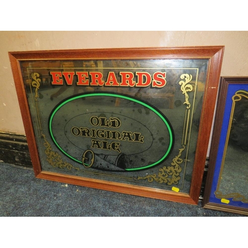 43 - TWO VINTAGE ADVERTISING / PUB MIRRORS FOR EVERARDS OLD ORIGINAL ALE AND LABATT LAGER (2)