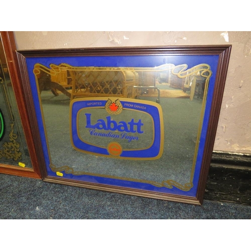 43 - TWO VINTAGE ADVERTISING / PUB MIRRORS FOR EVERARDS OLD ORIGINAL ALE AND LABATT LAGER (2)