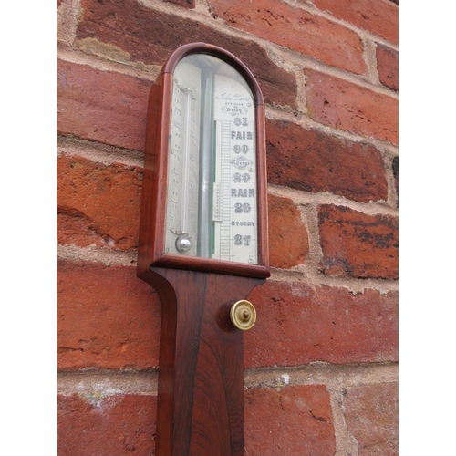 804 - A 19TH CENTURY ROSEWOOD STICK BAROMETER BY JOHN DAVIS - DERBY, of slim classical proportions, H 92 c... 