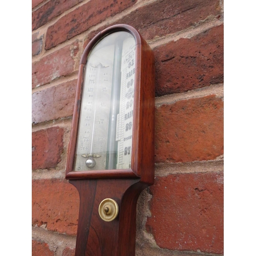 804 - A 19TH CENTURY ROSEWOOD STICK BAROMETER BY JOHN DAVIS - DERBY, of slim classical proportions, H 92 c... 