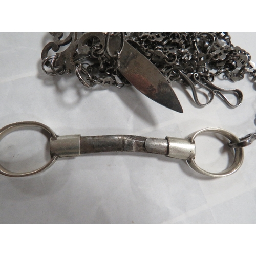 320 - AN ANTIQUE STEEL CUT CHATELAINE