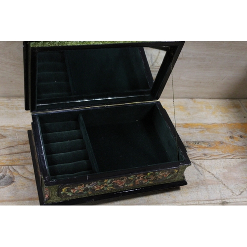 363 - A DECORATIVE LACQUERED JEWELLERY BOX