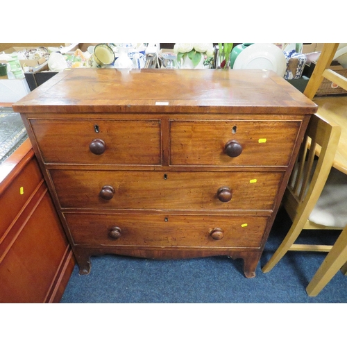 850 - A SMALL VICTORIAN MAHOGANY FOUR DRAWER CHEST - W 93 cm