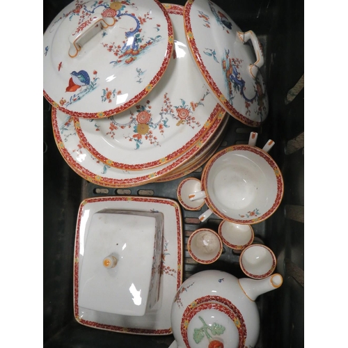 117 - THREE TRAYS OF ROYAL WORCESTER REPRODUCTION OLD BOW CHINA  A/F