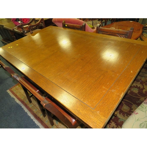 834 - A PRIORY STYLE DRAWLEAF TABLE AND FIVE CHAIRS