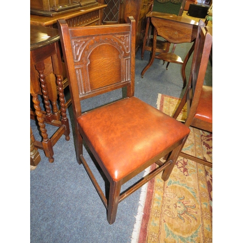 834 - A PRIORY STYLE DRAWLEAF TABLE AND FIVE CHAIRS