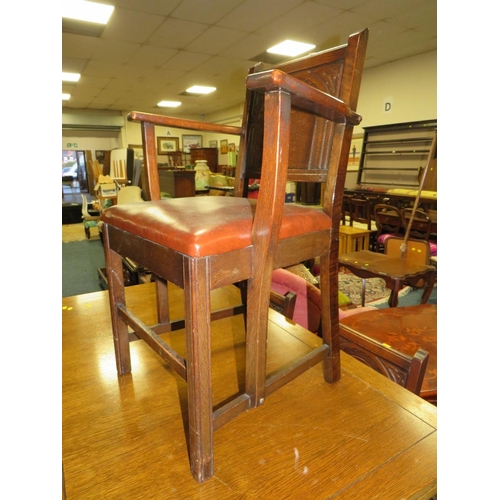 834 - A PRIORY STYLE DRAWLEAF TABLE AND FIVE CHAIRS