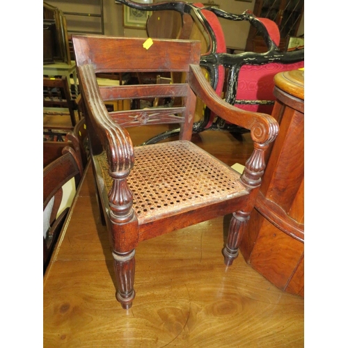 836 - AN ANTIQUE MAHOGANY COMMODE AND A CHILDS CHAIR