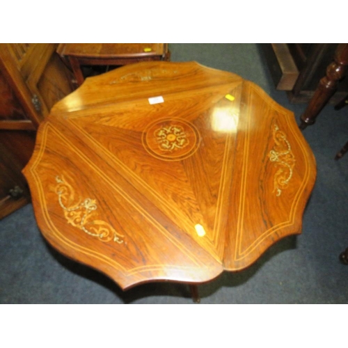 837 - AN ANTIQUE INLAID ROSEWOOD DROPLEAF TABLE