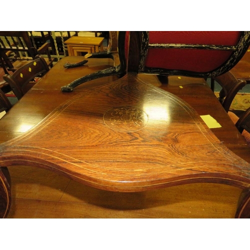 837 - AN ANTIQUE INLAID ROSEWOOD DROPLEAF TABLE