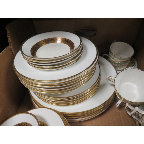 202 - A TRAY OF ASSORTED CERAMICS TO INCLUDE COALPORT CITATION TEA/DINNER WARE