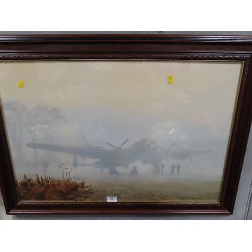 20 - A FRAMED AND GLAZED PRINT OF WORLD WAR II BOMBER BY COULSON