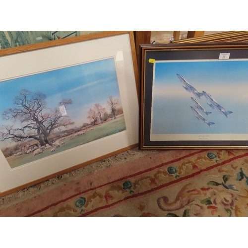 32 - A SELECTION OF FRAMED AND GLAZED AIRPLANE PRINTS ETC