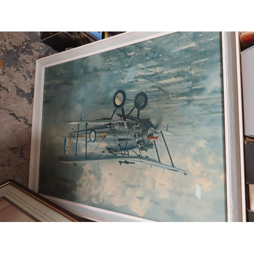 32 - A SELECTION OF FRAMED AND GLAZED AIRPLANE PRINTS ETC