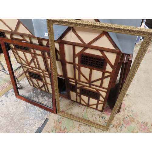 37 - GILT PICTURE FRAME TOGETHER WITH A WALNUT EFFECT STYLE EXAMPLE