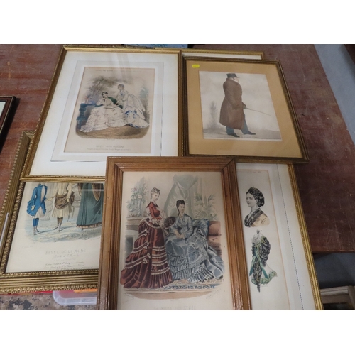 7 - A SELECTION OF ASSORTED ANTIQUE PLATES/ COLOUR ENGRAVINGS TO INCLUDE FRENCH EXAMPLES