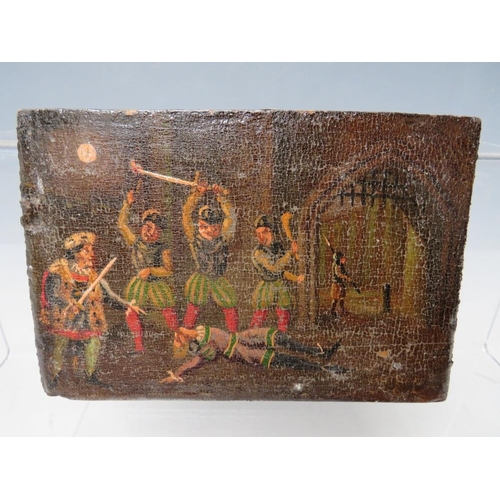 112 - A SET OF THREE 19TH CENTURY OILS ON PANEL, interior scenes with figures, signed with initials lower ... 