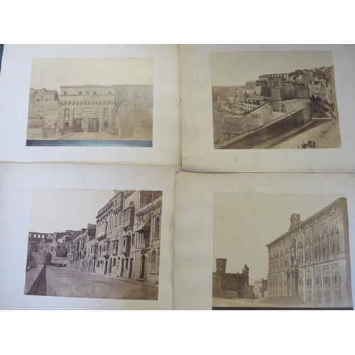 127 - FOUR EARLY PHOTOGRAPHIC IMAGES OF MALTA c.1860, laid onto card backing, with pencil titles - Porta R... 