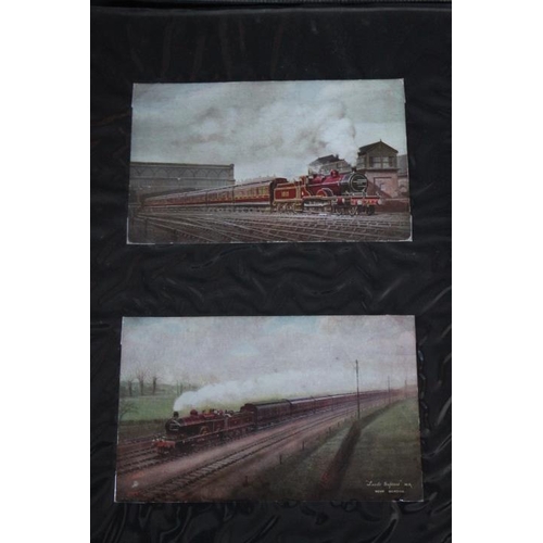 138 - THREE ALBUMS OF VINTAGE POSTCARDS OF VARYING SUBJECTS & PLACES, to include a large amount of railway... 
