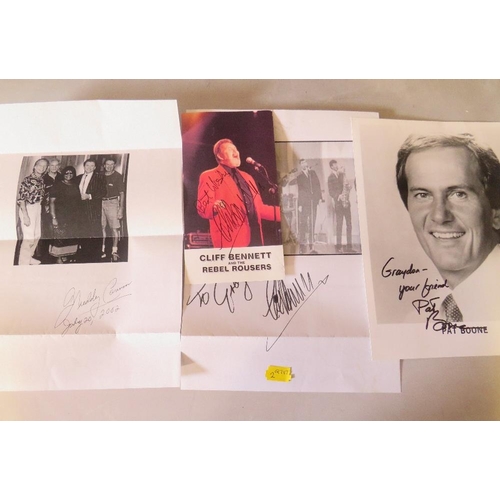 142 - A TRAY OF AUTOGRAPHS AND PHOTOGRAPHS, LETTERS, CARD AND PAPER OF 1960s AND PRE 1960s POP STARS, to i... 