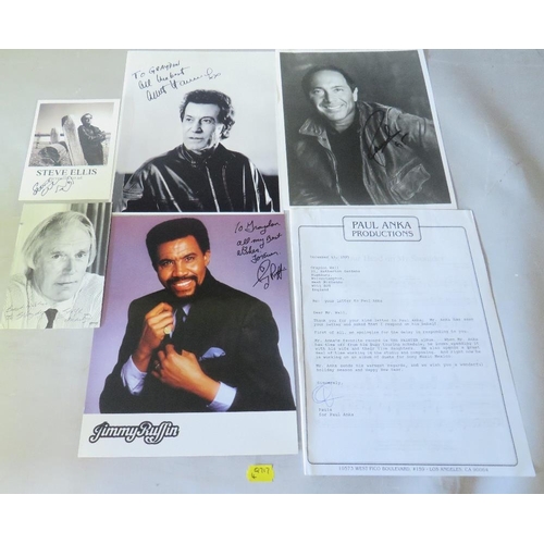 144 - A TRAY OF AUTOGRAPHS AND PHOTOGRAPHS, LETTERS, CARD AND PAPER OF 1960s AND 1970s POP STARS TO INCLUD... 