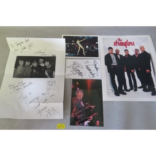 145 - A TRAY OF AUTOGRAPHS AND PHOTOGRAPHS, LETTERS, CARD AND PAPER OF POP STARS AND GROUPS, to include Sh... 