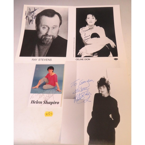 146 - A TRAY OF AUTOGRAPHS AND PHOTOGRAPHS, LETTERS, CARD AND PAPER OF POP STARS, to include Kenny Rogers,... 