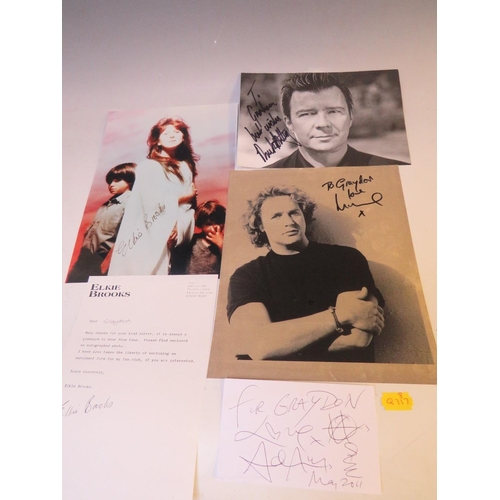148 - A TRAY OF AUTOGRAPHS AND PHOTOGRAPHS, LETTERS, CARD AND PAPER OF POP STARS AND GROUPS, to include Cu... 