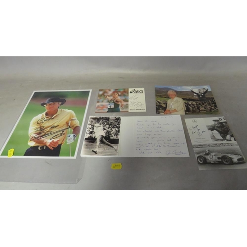 151 - A TRAY OF AUTOGRAPHS AND PHOTOGRAPHS, LETTERS, CARD AND PAPER OF SPORTS PERSONALITIES, to include bo... 