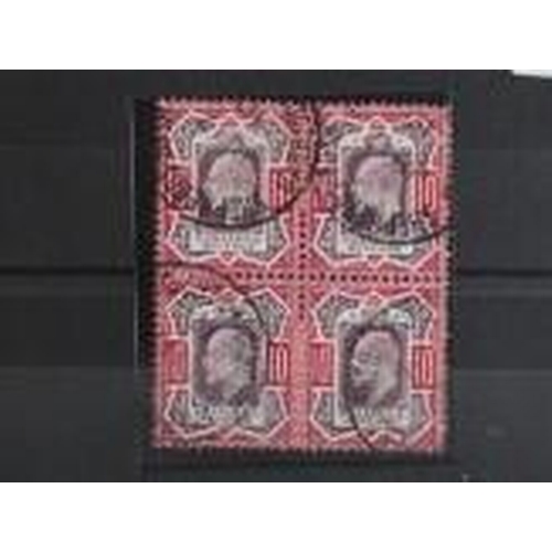 200 - POSTAGE STAMPS - S.G. 254b KING EDWARD 10d DULL PURPLE AND CARMINE, a CDS used block of four, July 1... 