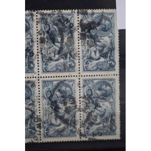 201 - POSTAGE STAMPS - S.G. 417 BRAD, WILKINSON 10/= SEAHORSE, a FU block of 8, rare multiple